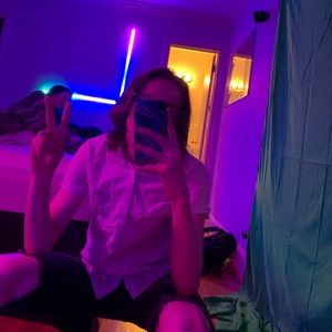 White Short Sleeve Button Up